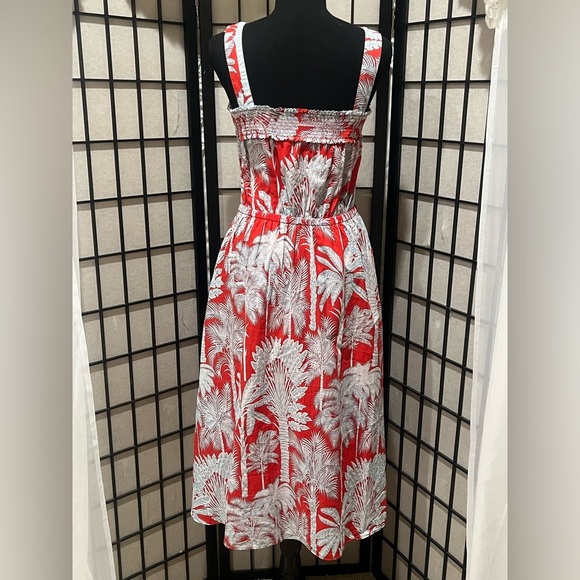 Talbots OASIS PALM VOILE FIT & FLARE DRESS, BOHO MIDI LENGTH SIZE 4. - Picture 6 of 9